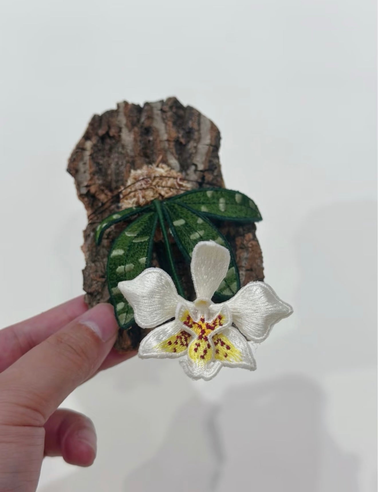 Embroidered Phalaenopsis Orchid Art Hanging
