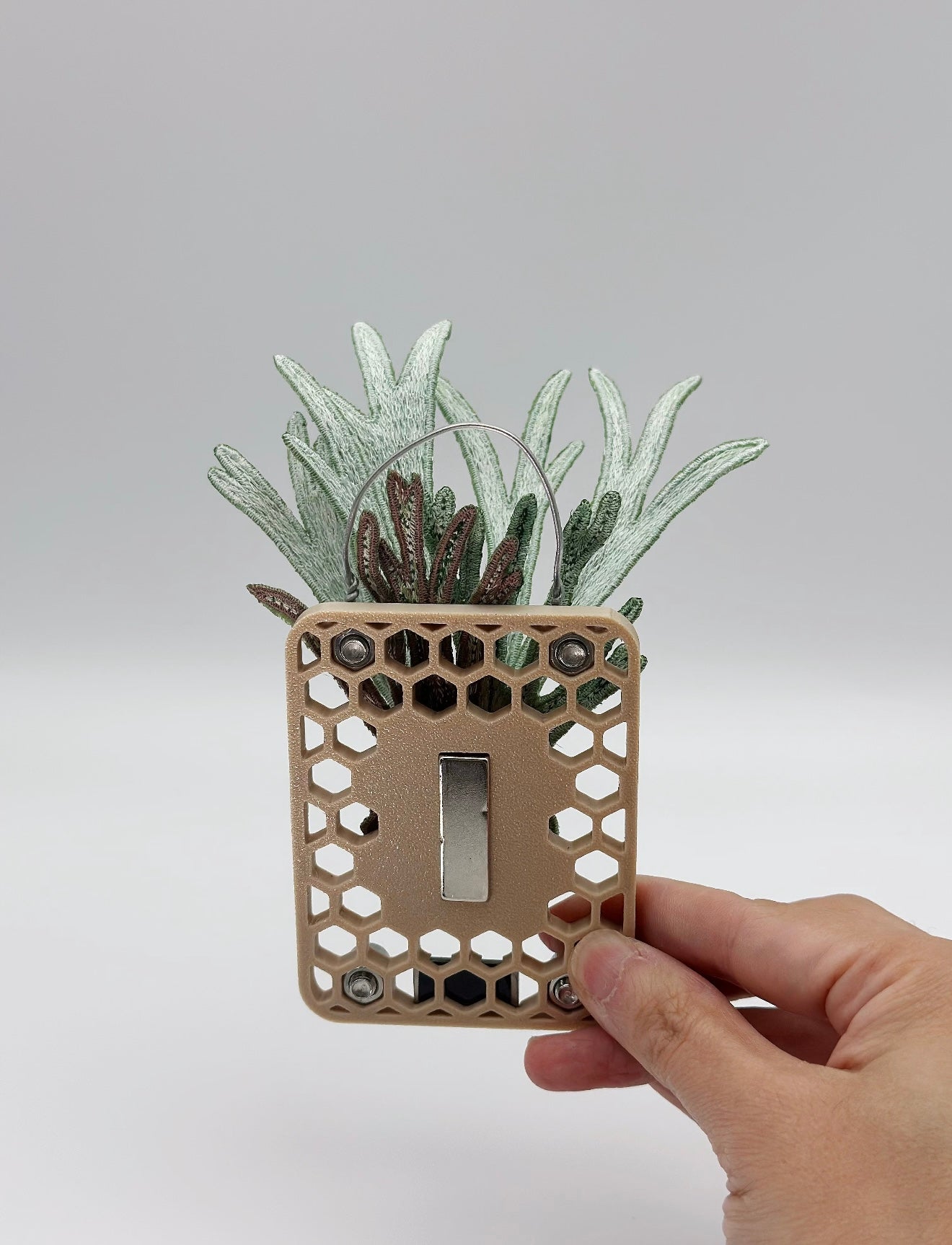 Embroidered Silver Staghorn Fern