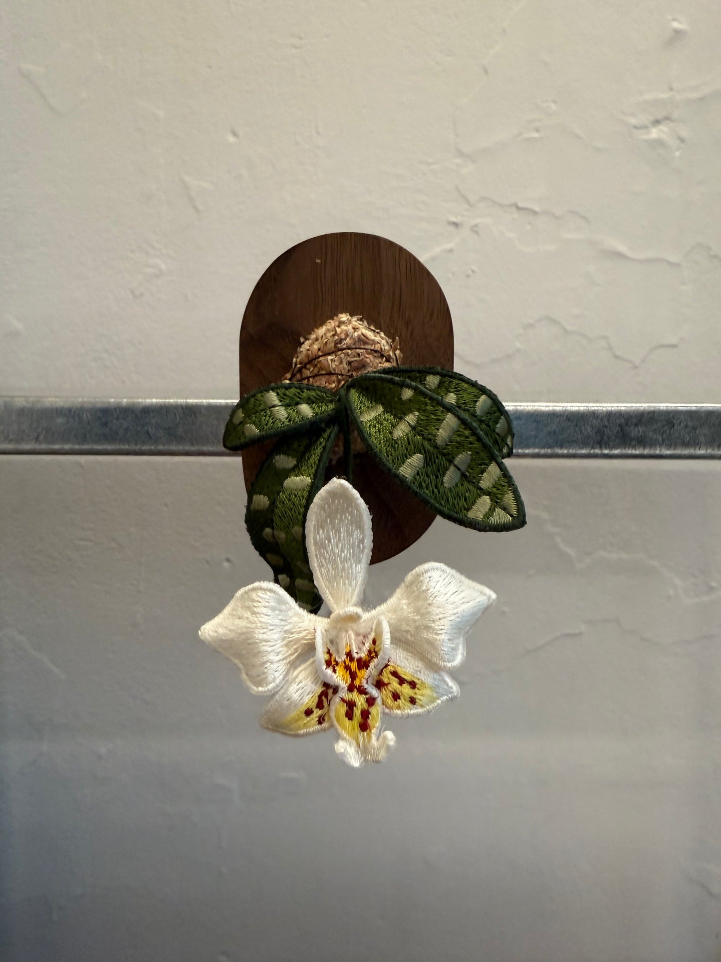 Embroidered Phalaenopsis Orchid Art Hanging
