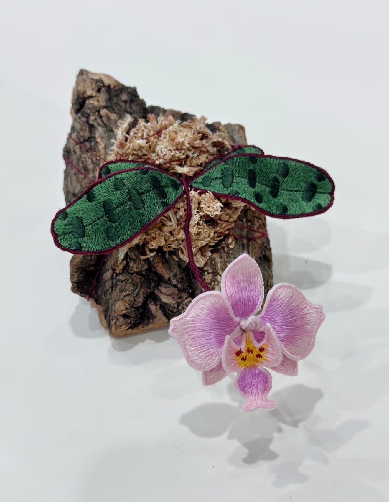 Embroidered Phalaenopsis Orchid Art Hanging