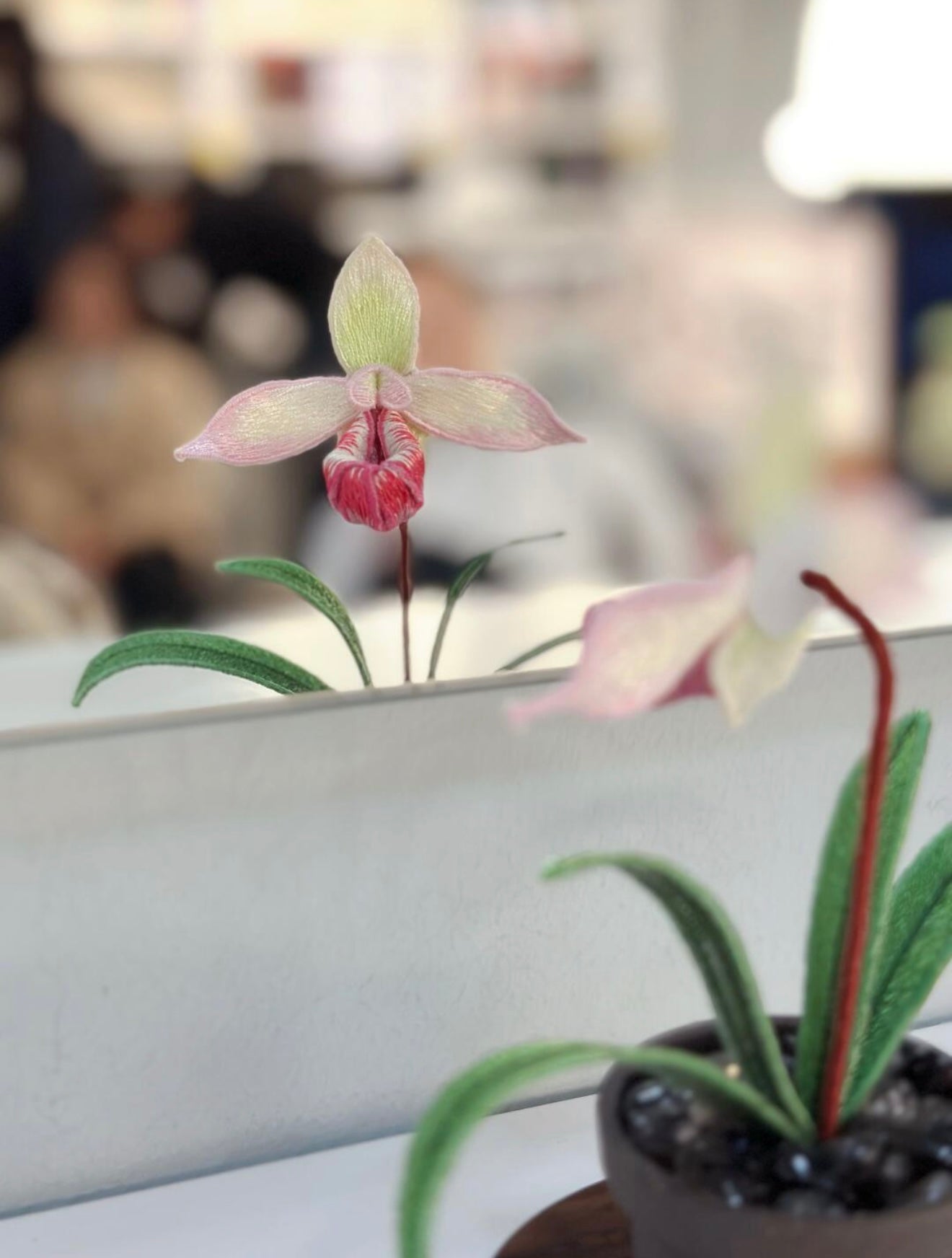 Handmade Embroidered Paphiopedilum Decor