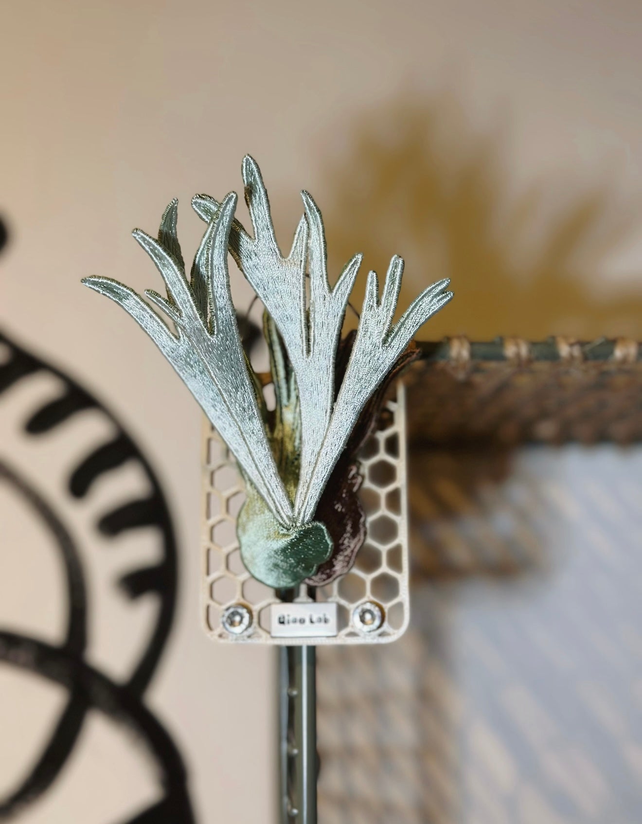 Embroidered Silver Staghorn Fern